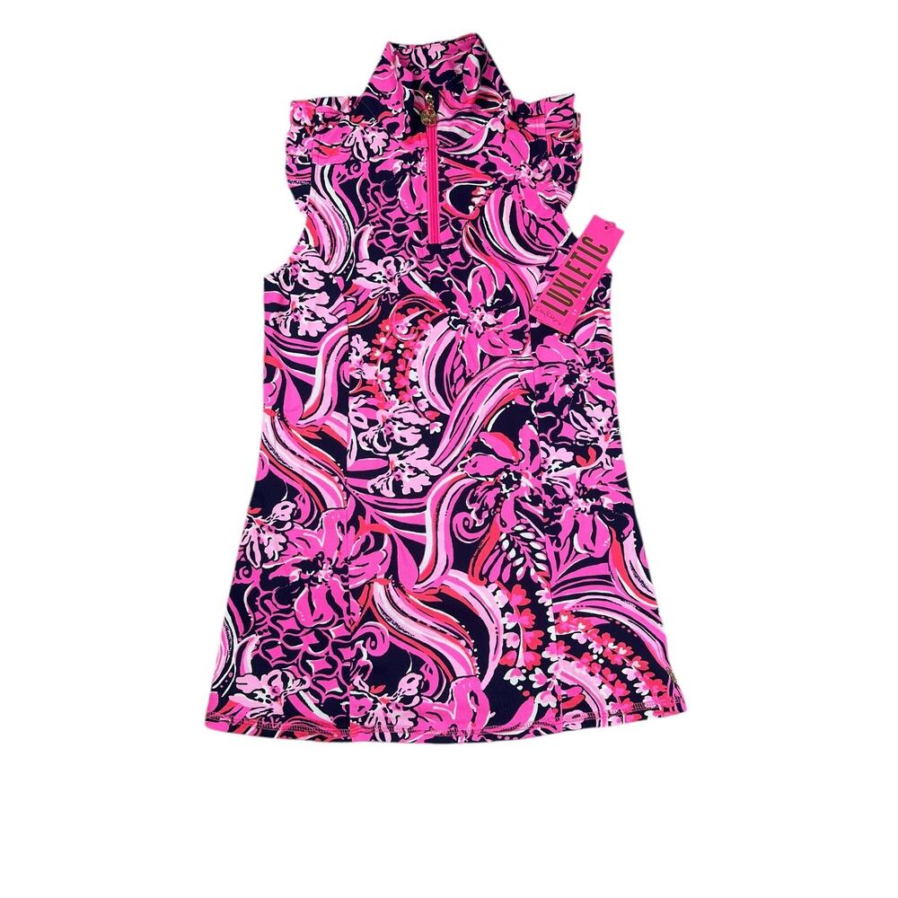 Lilly Pulitzer Luxletic Larissa Ruffle Half Zip XS Golf Top Sleeveless Preppy - Picture 4 of 12